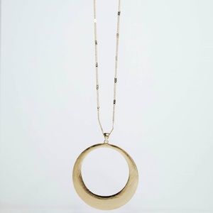 The Beatrice Brushed Gold Metal Circle Necklace